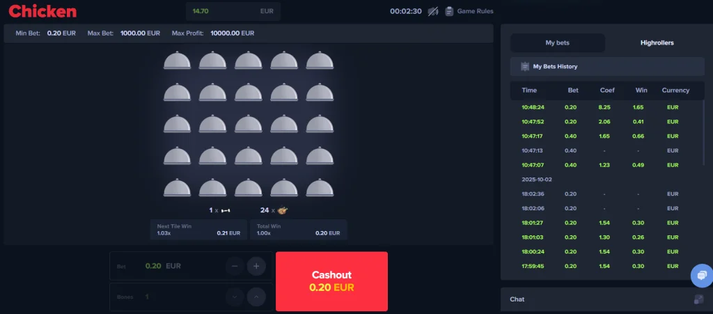 MyStake Chicken gioco demo